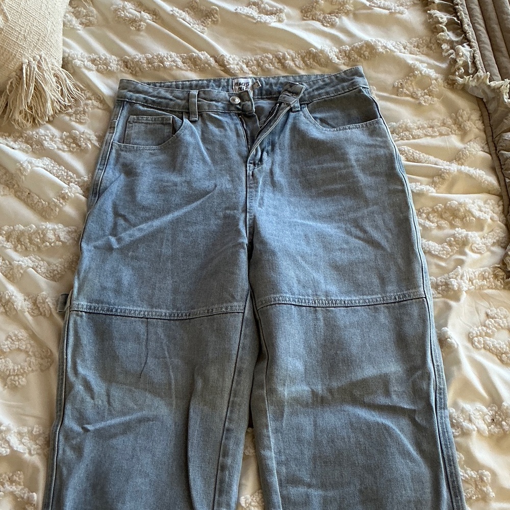 Women's wide leg light blue jeans from Princess Polly. Barely ever worn